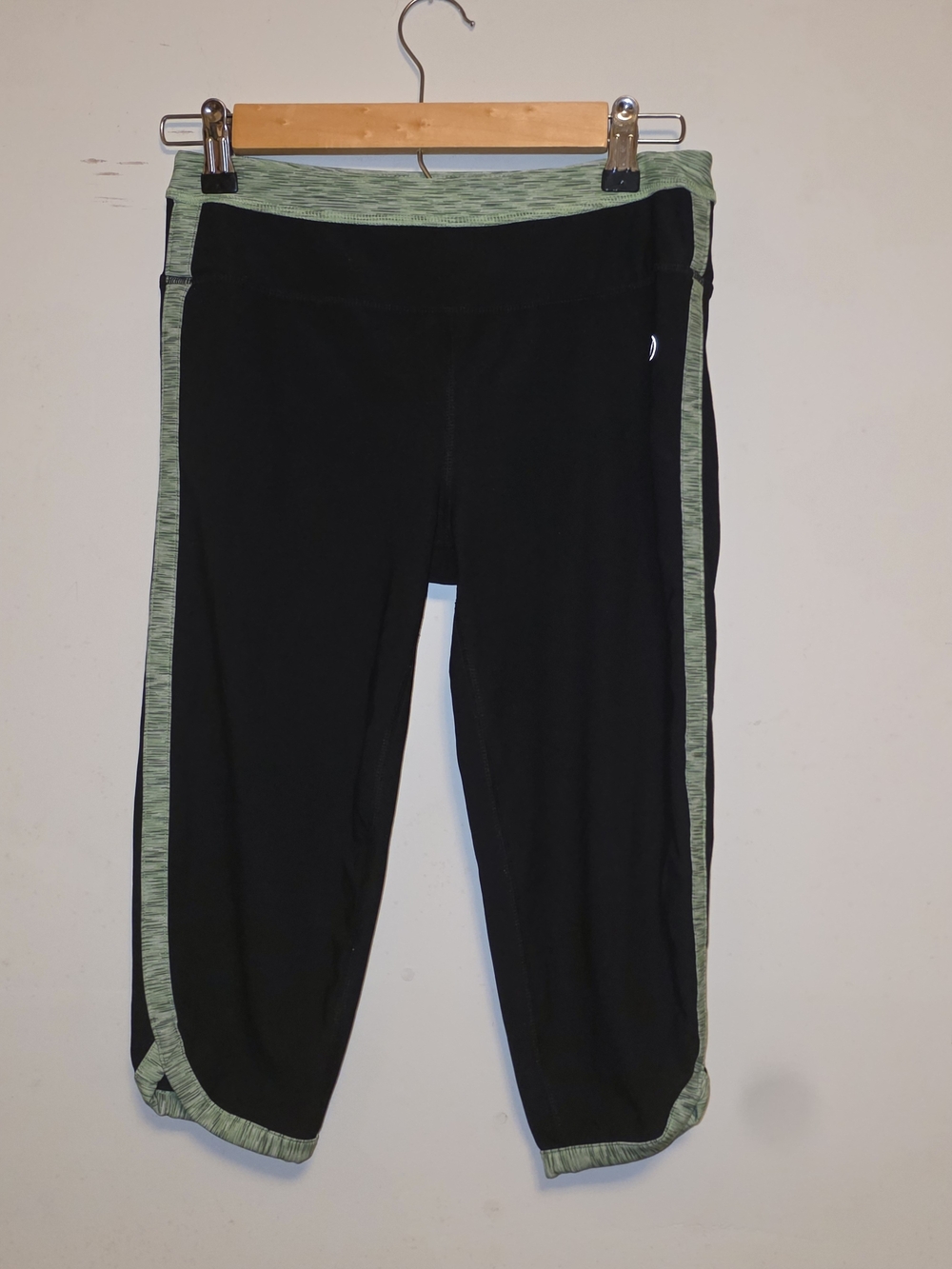 VOGO Athletica Black Capri Joggers with Green Trim
